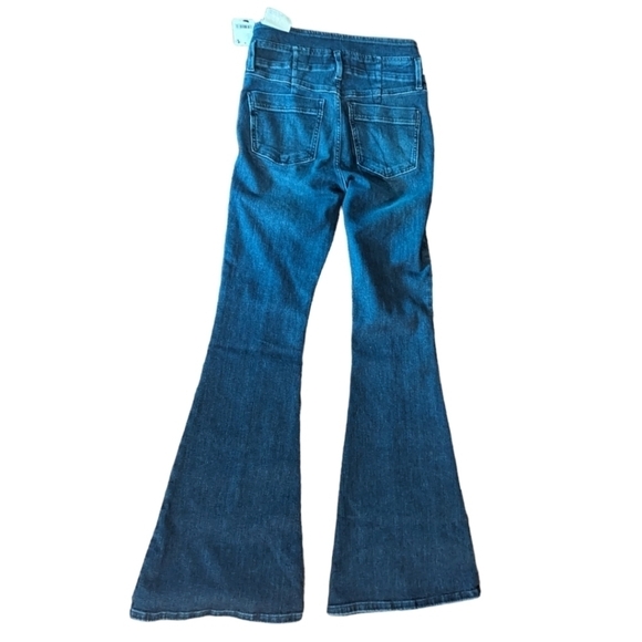 Free People After Dark Mid Rise Flare exposed fly front denim jeans NWT W27 L33 - Picture 7 of 12